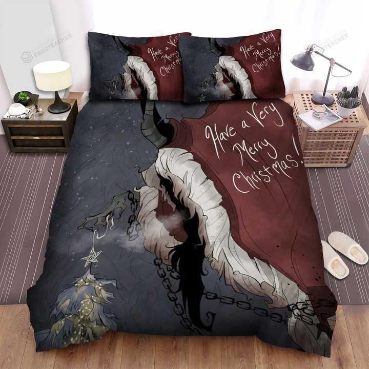 The Christmas Art, Have A Very Merry Christmas Krampus Bed Sheets Spread Duvet Cover Bedding Sets