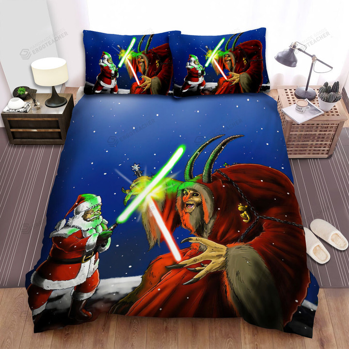 The Christmas Art, Krampus Using Light Saber Bed Sheets Spread Duvet Cover Bedding Sets