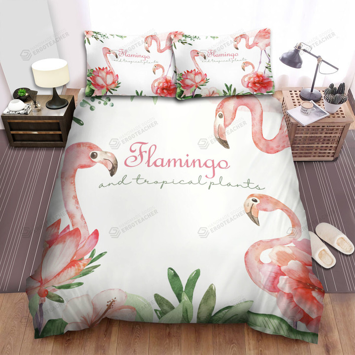 The Flamingo And Tropical Plants Bed Sheets Spread Duvet Cover Bedding Sets
