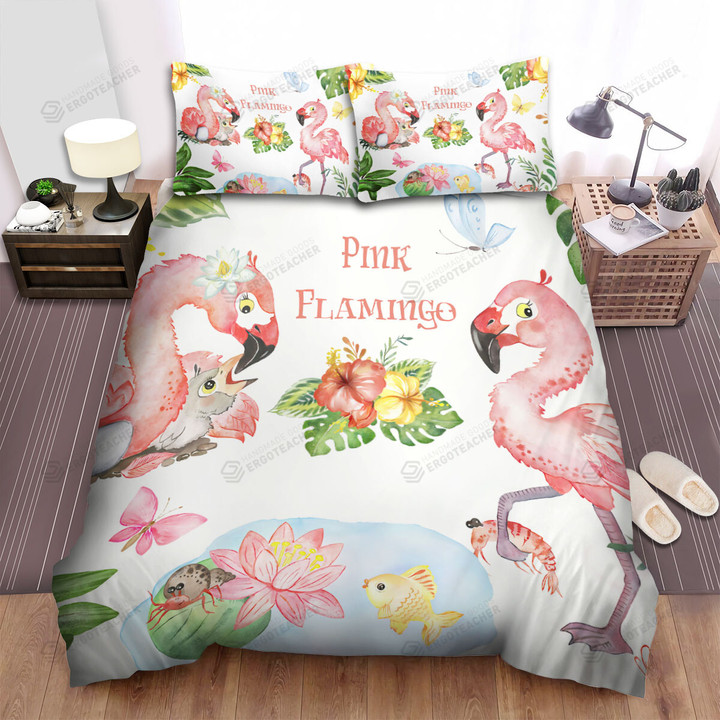 The Flamingo Holding A Shrimp Bed Sheets Spread Duvet Cover Bedding Sets