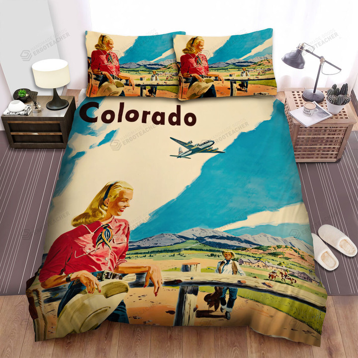 Colorado Farm Mountain Retro Vintage Art Bed Sheets Spread  Duvet Cover Bedding Sets