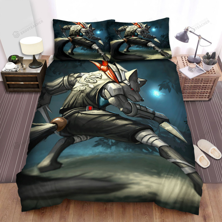 Ninja Wolf Under The Moonlight Bed Sheets Spread Duvet Cover Bedding Sets