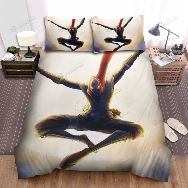 Masked Ninja Jump In Moon Background Bed Sheets Spread Duvet Cover Bedding Sets