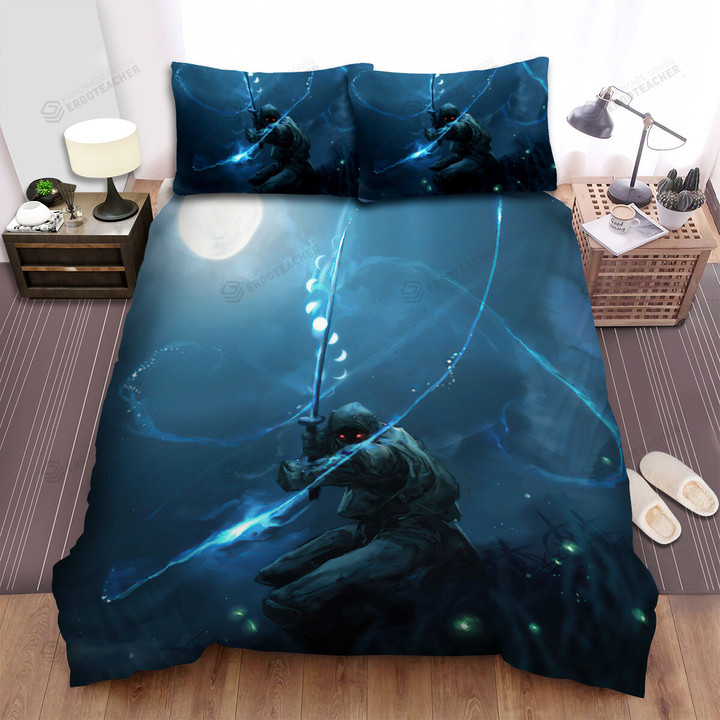 Ninja With The Moon Blade Art Painting Bed Sheets Spread Duvet Cover Bedding Sets