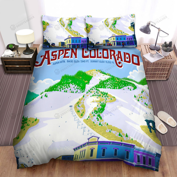 Colorado Aspen Skiing Bed Sheets Spread  Duvet Cover Bedding Sets