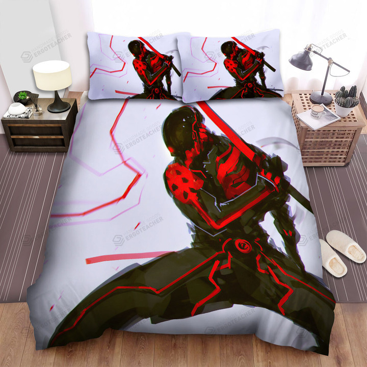 Black & Red Ninja Digital Painting Bed Sheets Spread Duvet Cover Bedding Sets