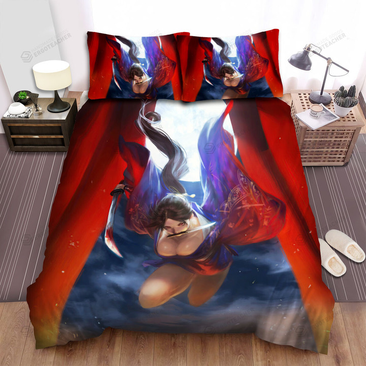 Sexy Ninja Lady From Above Artwork Bed Sheets Spread Duvet Cover Bedding Sets