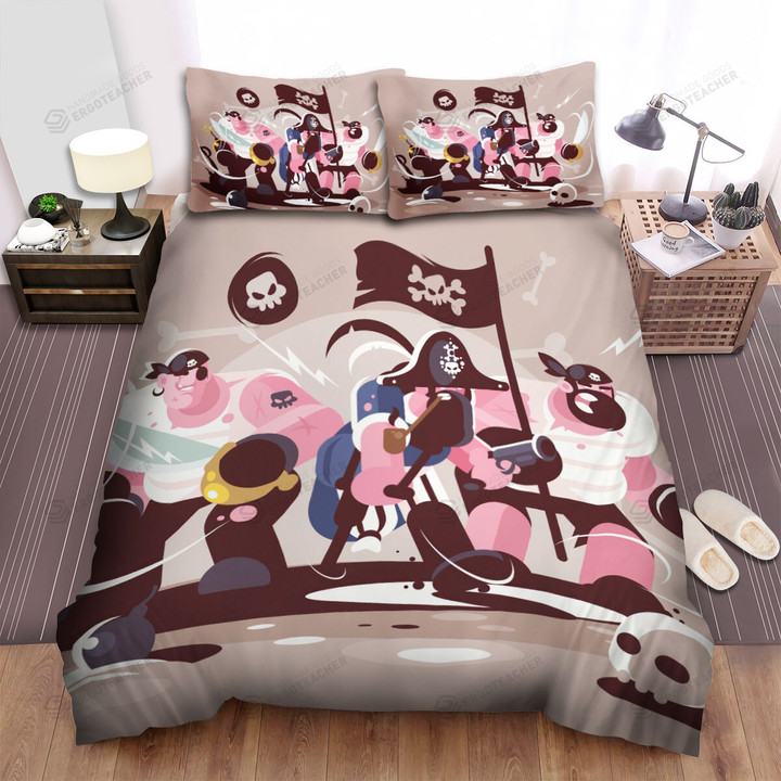 A Pirate Crew Minimal Illustration Bed Sheets Spread Duvet Cover Bedding Sets