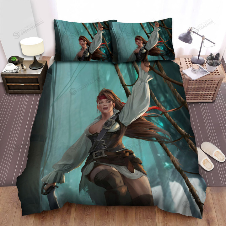 Pirate Lady The Queen Of Her Own Sea Bed Sheets Spread Duvet Cover Bedding Sets