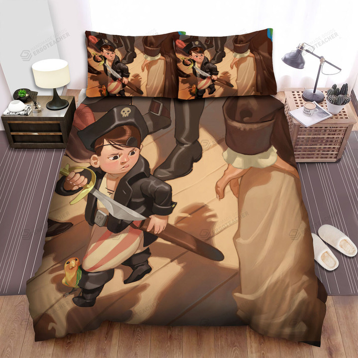 Kid Pirate Cartoon Illustration Bed Sheets Spread Duvet Cover Bedding Sets