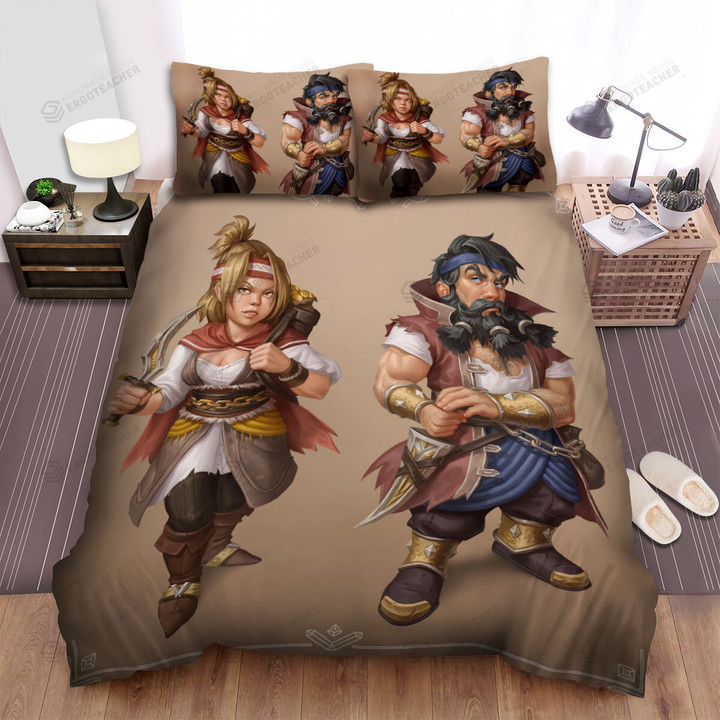 Pirate Dwarves Couple Digital Illustration Bed Sheets Spread Duvet Cover Bedding Sets