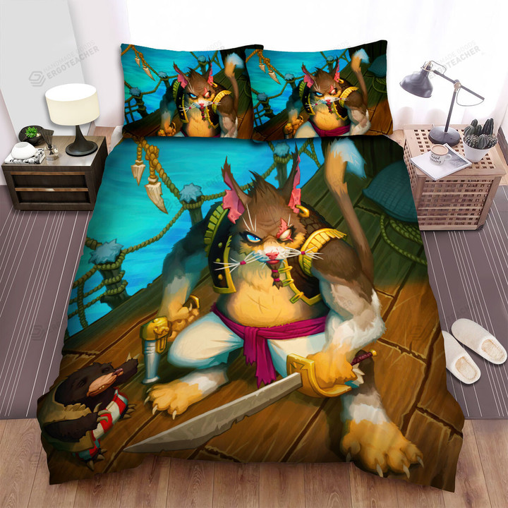Ferocious Pirate Cat & Pirate Mole Bed Sheets Spread Duvet Cover Bedding Sets