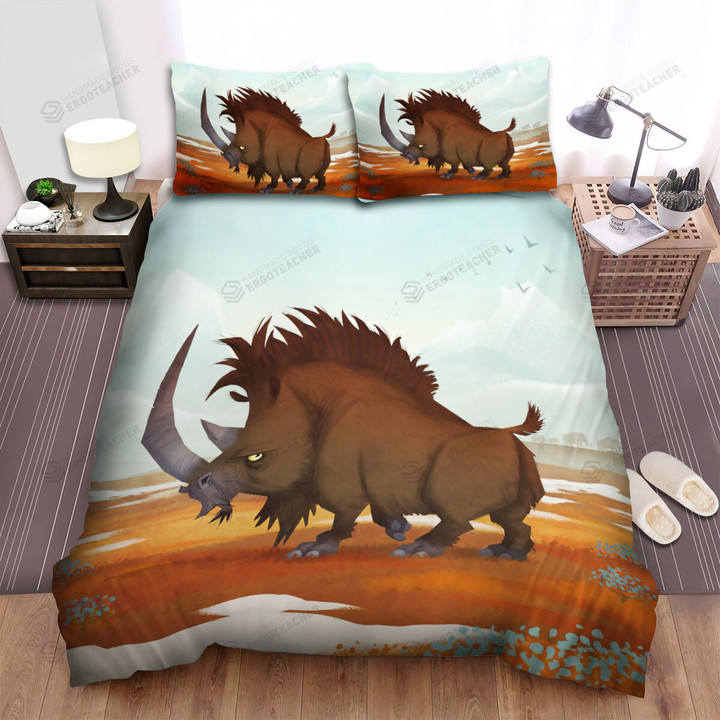 The Wild Animal - The Rhinoceros Cartoon Bed Sheets Spread Duvet Cover Bedding Sets