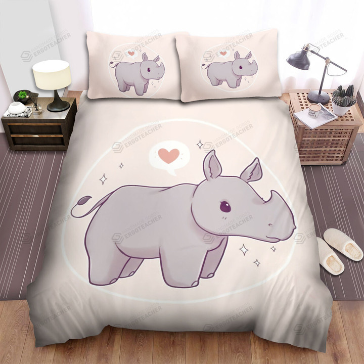 The Wild Animal - The Cute White Rhinoceros Bed Sheets Spread Duvet Cover Bedding Sets
