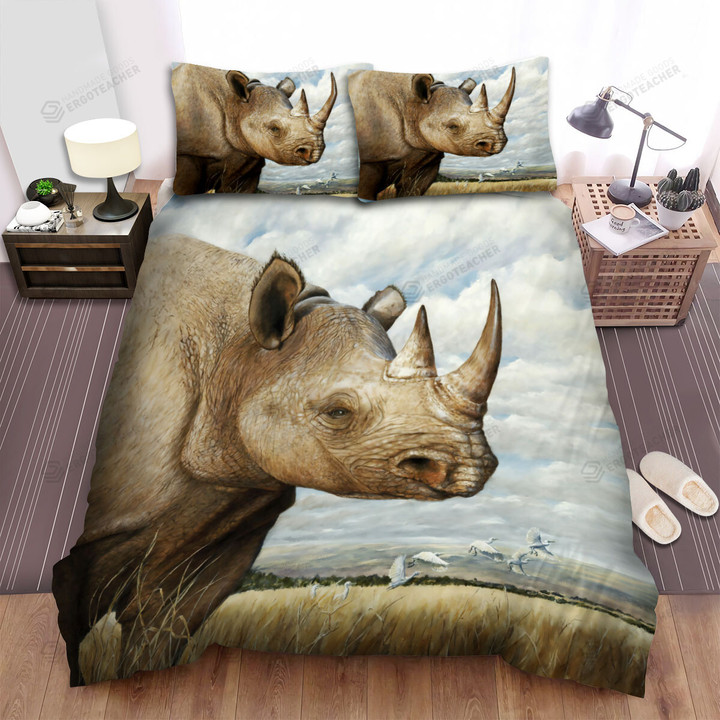 The Wild Animal - The Rhinoceros In The Savannah Bed Sheets Spread Duvet Cover Bedding Sets