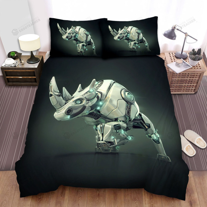 The Wild Animal - The White Robot Rhinoceros Bed Sheets Spread Duvet Cover Bedding Sets