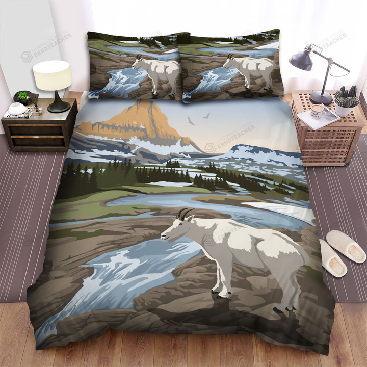 Montana Glacier National Park Goat River Bed Sheets Spread Duvet Cover Bedding Sets