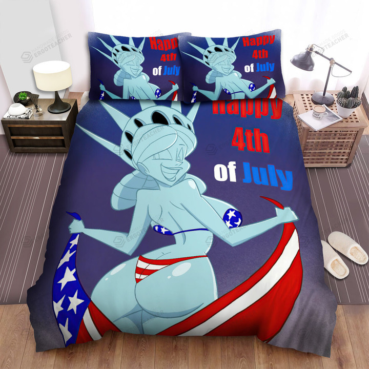 Statue Of Liberty Sexy Bikini Us Flag Happy 4th Of July Bed Sheets Spread  Duvet Cover Bedding Sets