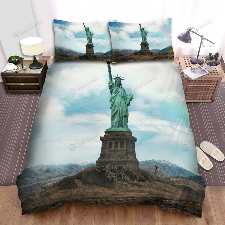Statue Of Liberty With Rainbow Bed Sheets Spread  Duvet Cover Bedding Sets