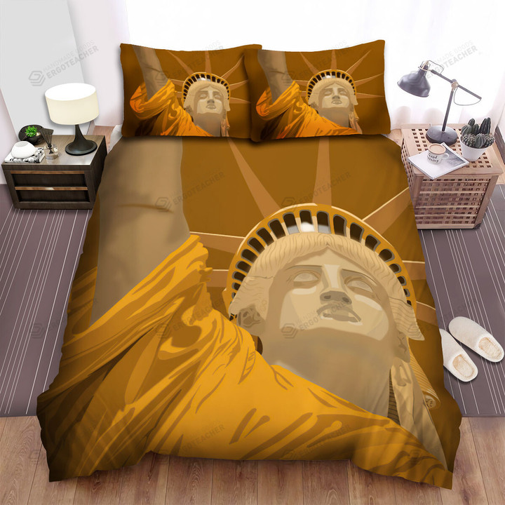 Statue Of Liberty Orange Brown Art Bed Sheets Spread  Duvet Cover Bedding Sets