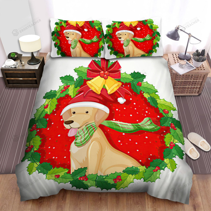 The Christmas Decoration - Golden Retriever In The Christmas Wreath Bed Sheets Spread Duvet Cover Bedding Sets