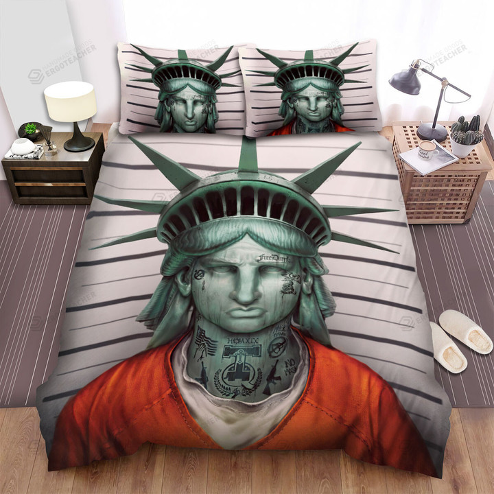 Statue Of Liberty Mug Shot Bed Sheets Spread  Duvet Cover Bedding Sets