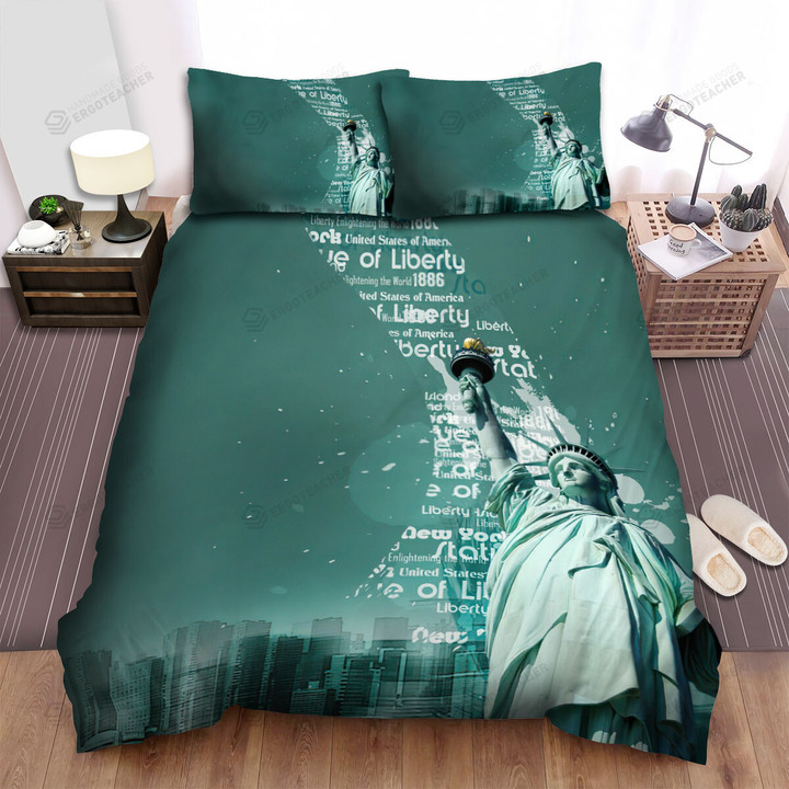Statue Of Liberty Green Design New York City Bed Sheets Spread  Duvet Cover Bedding Sets