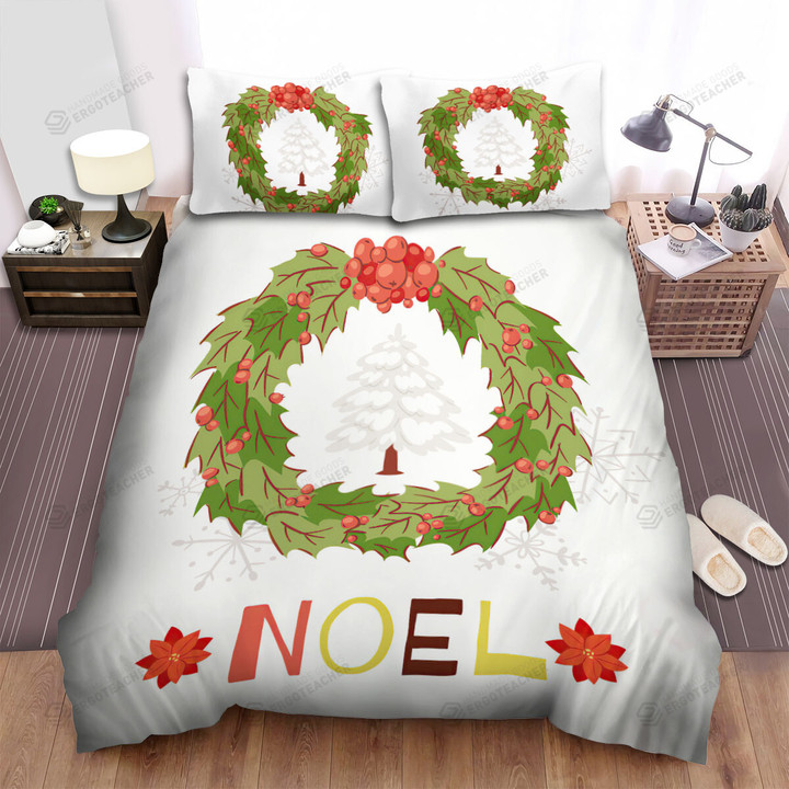 The Christmas Decoration - Looking Through Christmas Wreath Bed Sheets Spread Duvet Cover Bedding Sets