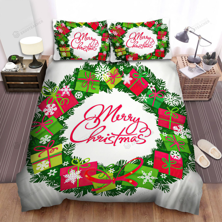 The Christmas Decoration - The Christmas Wreath Of Gifts Bed Sheets Spread Duvet Cover Bedding Sets