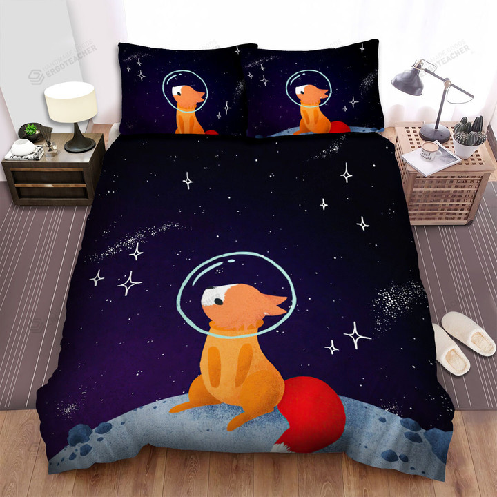 The Fox Astronaut In The Planet Bed Sheets Spread Duvet Cover Bedding Sets
