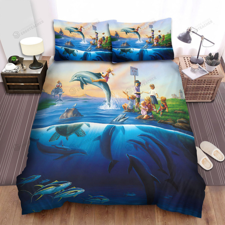 The Wild Animal - The Dolphin Rides Bed Sheets Spread Duvet Cover Bedding Sets