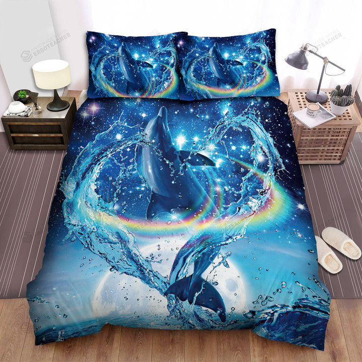 The Wild Animal - The Dolphin And The Heart Water Bed Sheets Spread Duvet Cover Bedding Sets