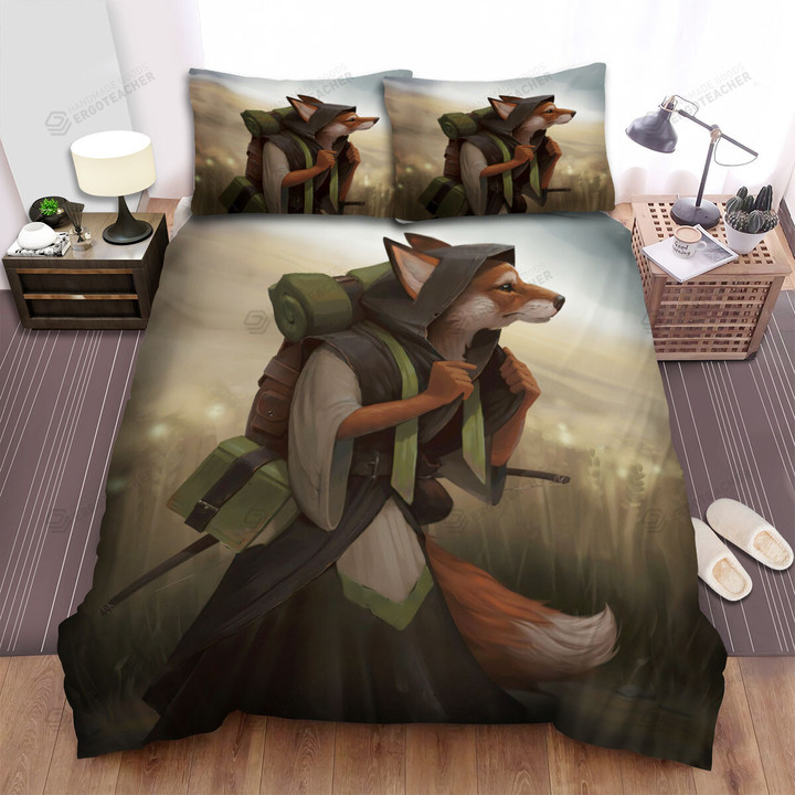 The Traveller Fox Art Bed Sheets Spread Duvet Cover Bedding Sets