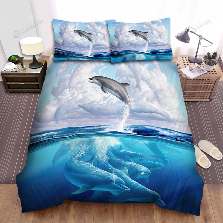 The Wild Animal - The Dolphin Clouds Bed Sheets Spread Duvet Cover Bedding Sets