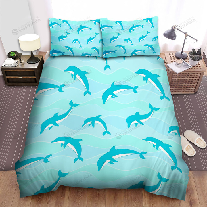 The Wildlife - The Seamless Dolphin In Water Bed Sheets Spread Duvet Cover Bedding Sets