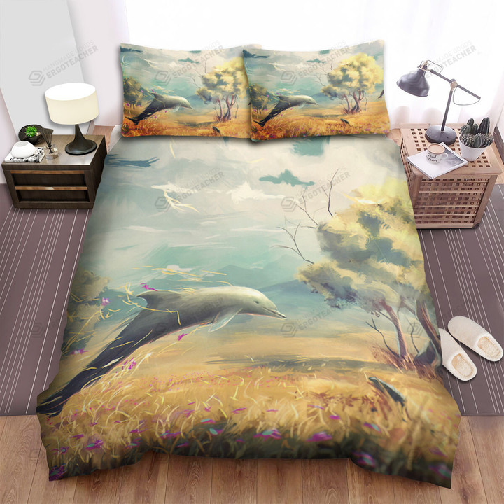 The Wild Animal - The Dolphin Swimming In The Field Bed Sheets Spread Duvet Cover Bedding Sets
