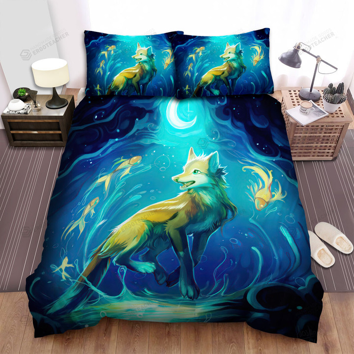 The Fox In The Water Art Bed Sheets Spread Duvet Cover Bedding Sets