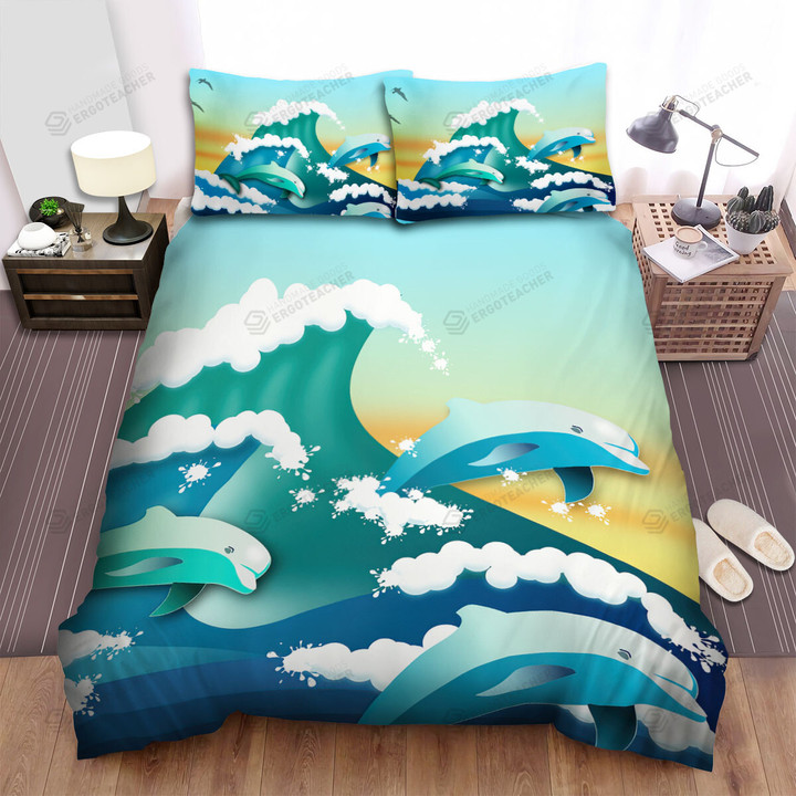 The Wildlife - The Dolphin Jumping With Friends Bed Sheets Spread Duvet Cover Bedding Sets