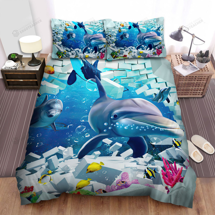 The Wildlife - The Dolphin Breaking The Wall Bed Sheets Spread Duvet Cover Bedding Sets