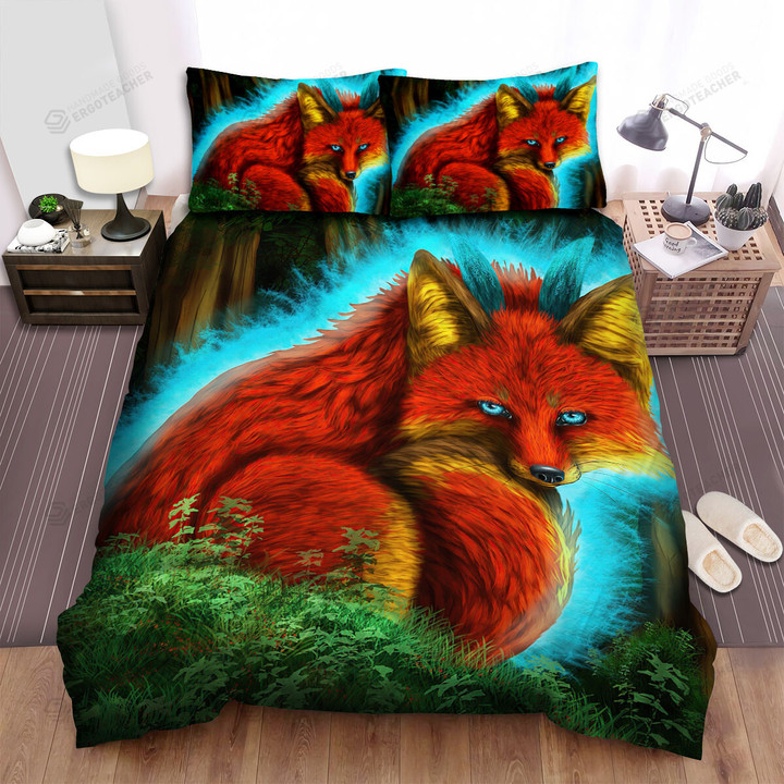 The Red Fox With Magical Fur Bed Sheets Spread Duvet Cover Bedding Sets