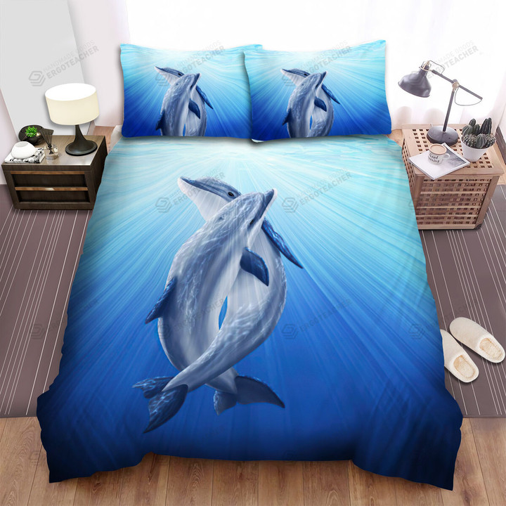 The Wild Animal - The Dance Of The Dolphin Couple Bed Sheets Spread Duvet Cover Bedding Sets