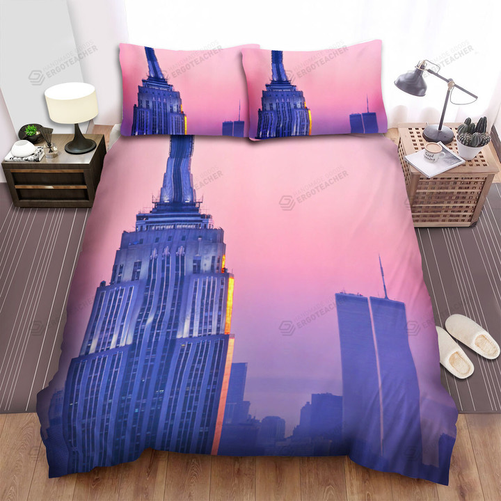 Empire State Building Manhattan Sunset Bed Sheets Spread  Duvet Cover Bedding Sets