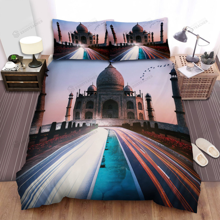 Taj Mahal Light Effect Bed Sheets Spread  Duvet Cover Bedding Sets