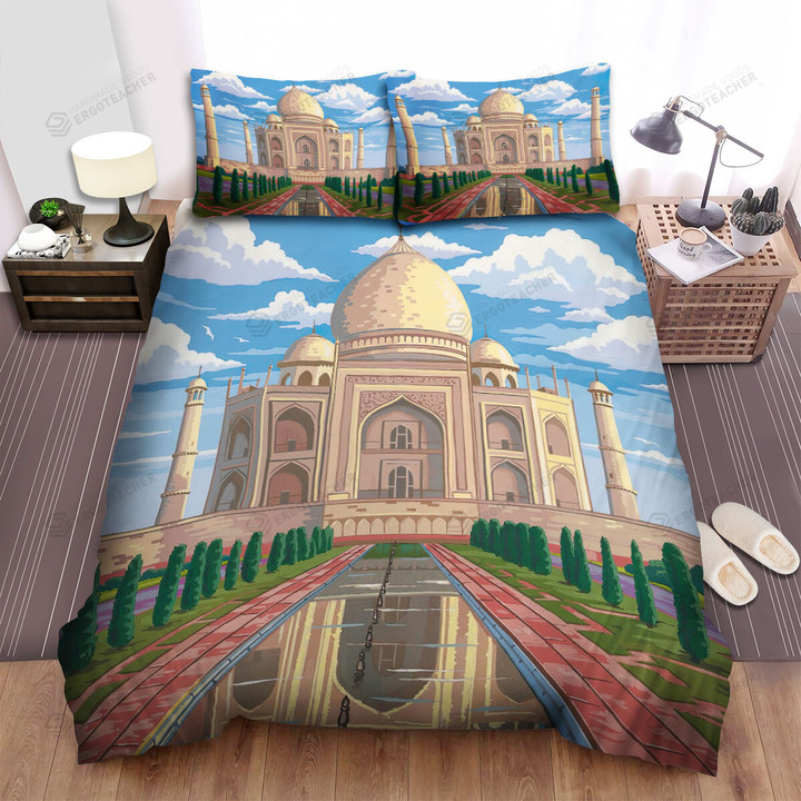 Taj Mahal Art Illustration Bed Sheets Spread  Duvet Cover Bedding Sets
