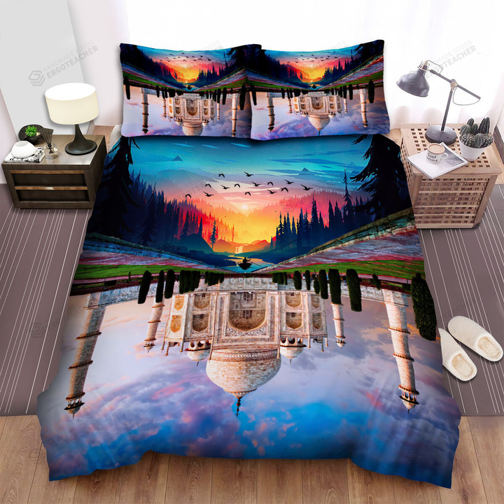 Taj Mahal Upside Down River Forest Art Bed Sheets Spread  Duvet Cover Bedding Sets