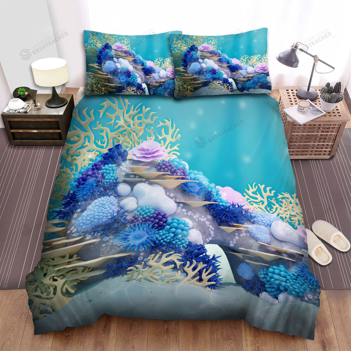 Beautiful Coral Reef Digital 3d Illustration Bed Sheets Spread Duvet Cover Bedding Sets