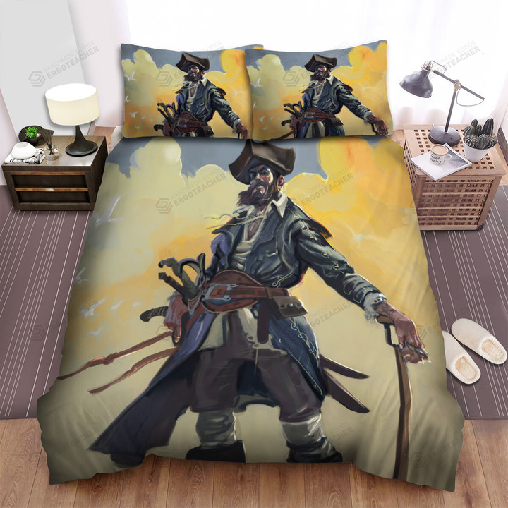 Pirate Captain Hunting For The Treasure Art Painting Bed Sheets Spread Duvet Cover Bedding Sets