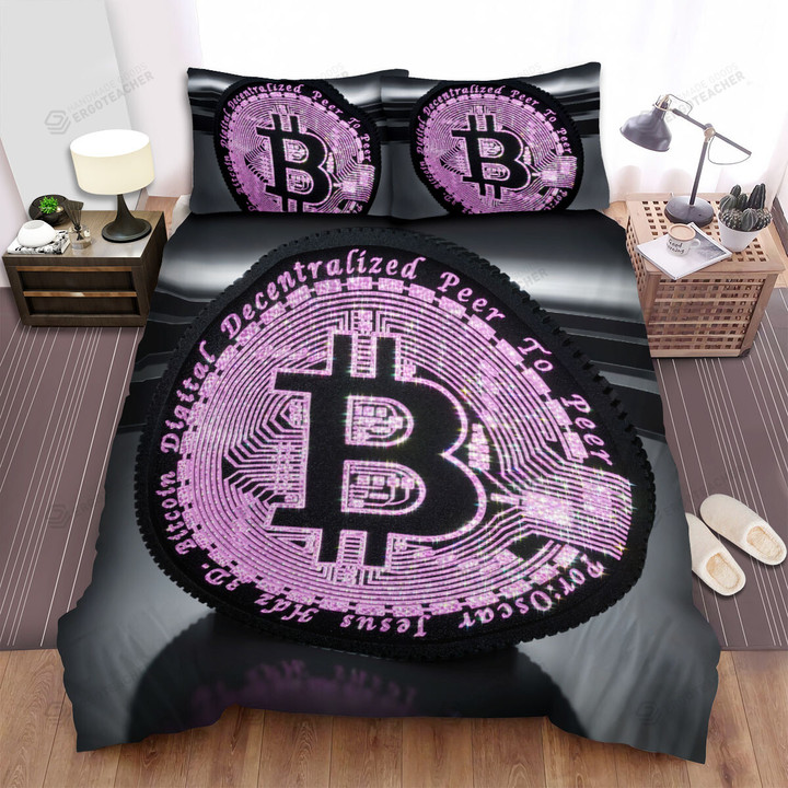 Bitcoin Purple Pink Diamond Artwork Bed Sheets Spread Duvet Cover Bedding Sets