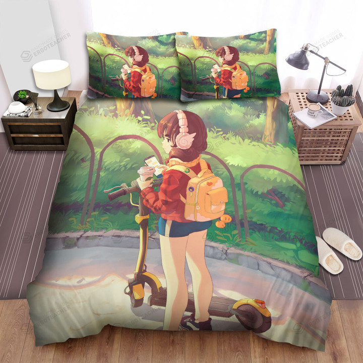 Lofi Girl Chilling In A Park Bed Sheets Spread Duvet Cover Bedding Sets