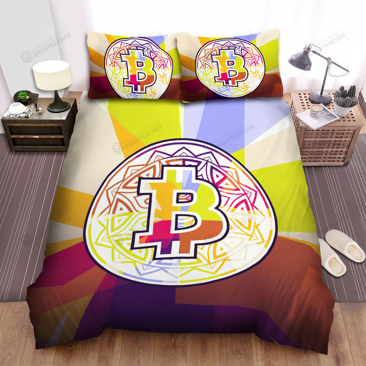 Colorful Bitcoin Token Illustration Bed Sheets Spread Duvet Cover Bedding Sets